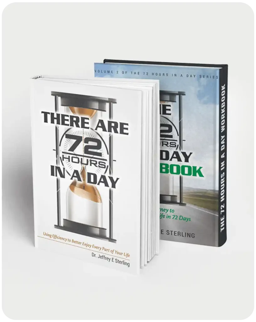 Two books showing hourglass and 72 hours title